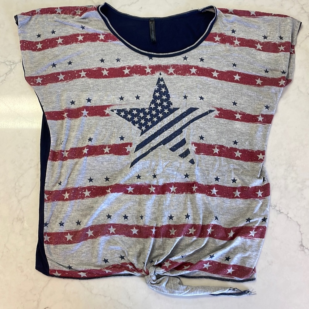 Skinny Minnie Stars & Stripes Blouse  Large